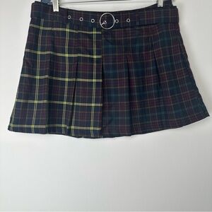 Almost Famous Mini Skirt Size XL Plaid Grunge Clueless Preppy Dark Academia